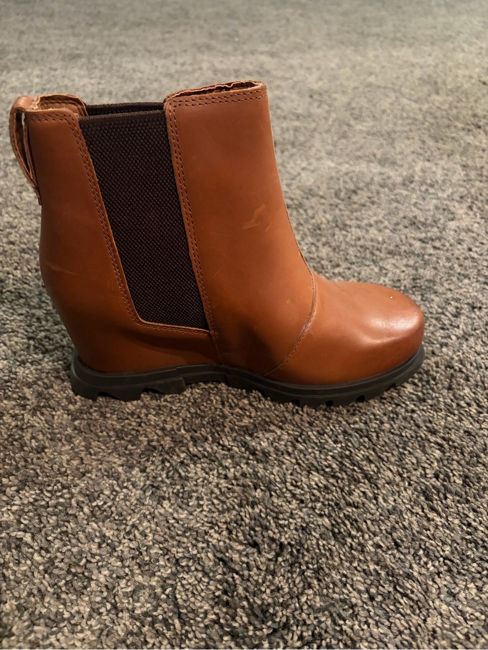 Sorel Tan Leather Chelsea Wedge Heeled Boots - Picture 3 of 4